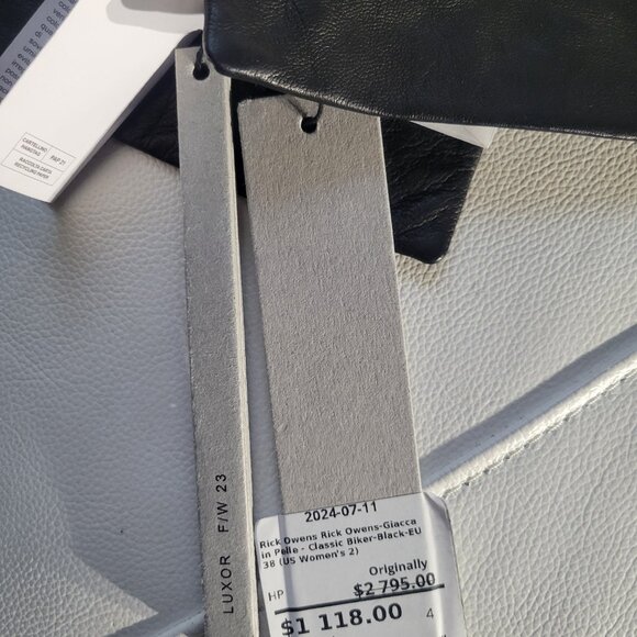 RICK OWENS Black Leather Biker Jacket IT 38, US 2 or XS - Picture 3 of 9